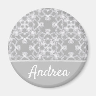 Personalized white and grey pattern magnet
