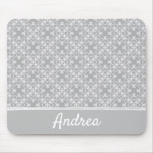 Personalized white and grey pattern mouse pad
