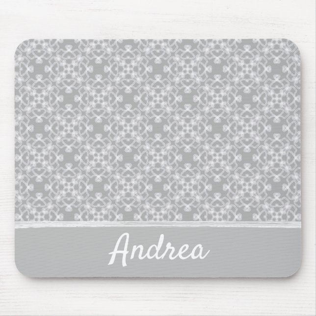 Personalized white and grey pattern mouse pad (Front)