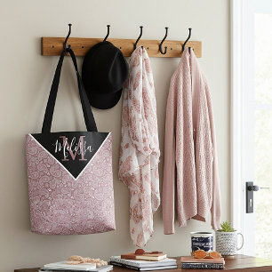 Personalized White and rose gold paisley Tote Bag