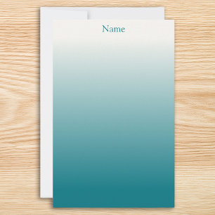 Personalized White and Teal Ombre Stationery