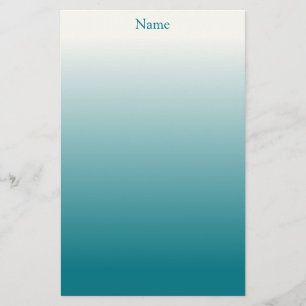 Personalized White and Teal Ombre Stationery