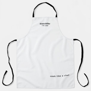 personalized white apron with name of the chef