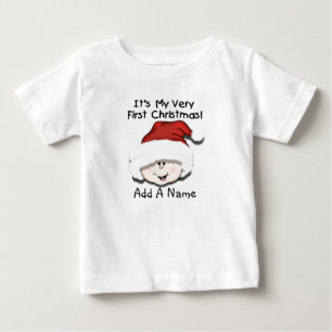 Personalized White Baby 1st Christmas Tshirt