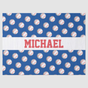 Personalized White Baseball Red Stitching Tissue Paper
