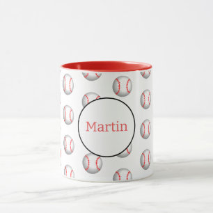 Personalized White Baseball Red Stitching Two-Tone Mug