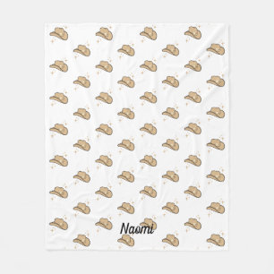 Personalized White Beige Cowgirl Rodeo Pattern Fleece Blanket