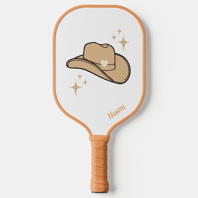Personalized White Beige Cowgirl Rodeo Pattern Pickleball Paddle (Front)