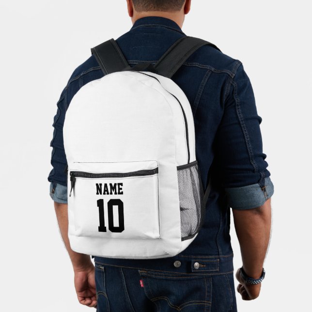 Personalized white black custom name number sports printed backpack (Insitu (Model))