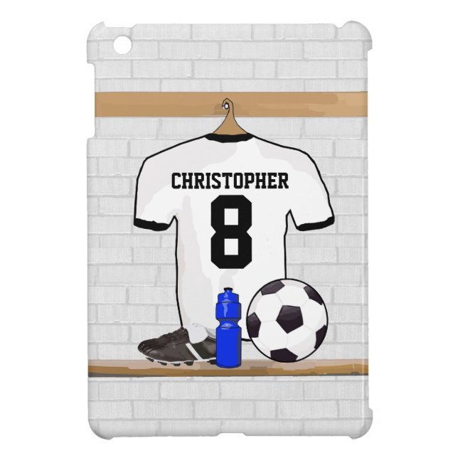 Personalized White Black Football Soccer Jersey iPad Mini Case (Back)