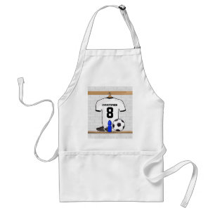 Personalized White Black Football Soccer Jersey Standard Apron