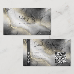 Personalized White Black Gold Glitter Business Card