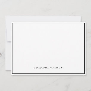 Personalized White & Black Note Card