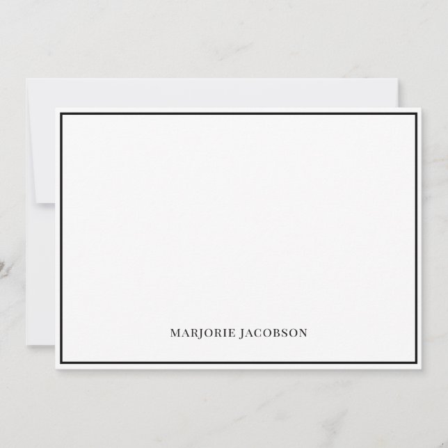 Personalized White & Black Note Card (Front)