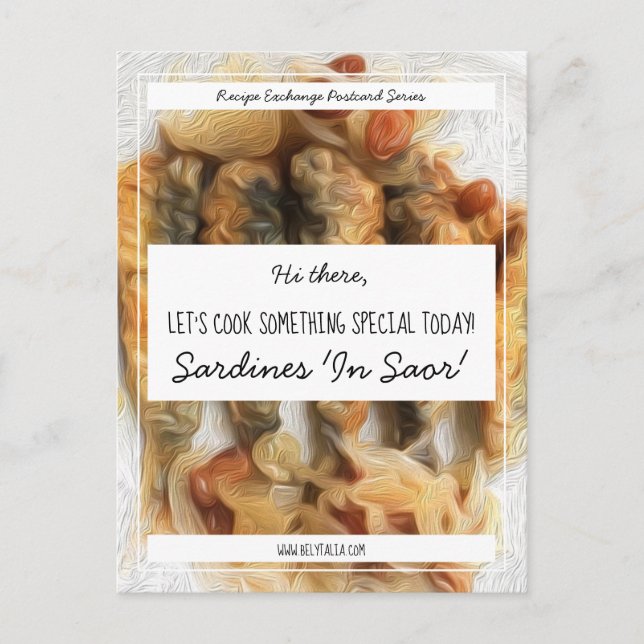 Personalized White Black Script Recipe Exchange Postcard (Front)