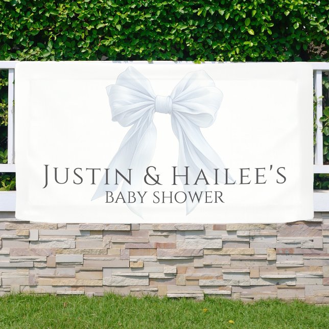 Personalized White Bow Girl Coquette Baby Shower Banner (Creator Uploaded)