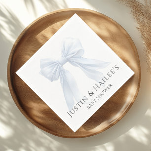 Personalized White Bow Girl Coquette Baby Shower Napkin