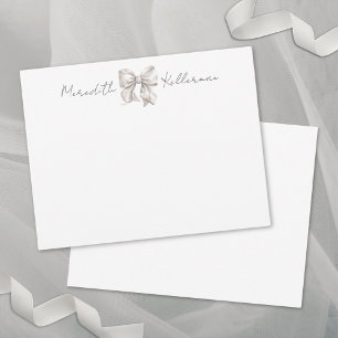 Personalized White Bow Monogram Card