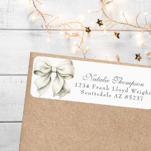 Personalized White Bow Return Mailing Address
