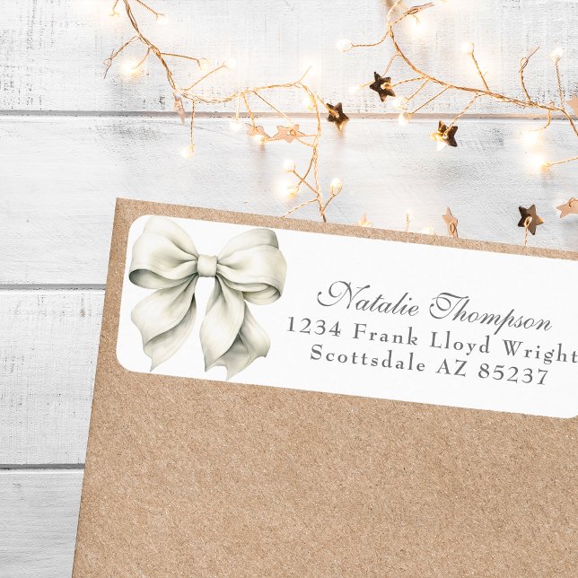 Personalized White Bow Return Mailing Address (Creator Uploaded)