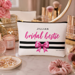 Personalized White Bridal Bestie Bridesmaid Accessory Pouch