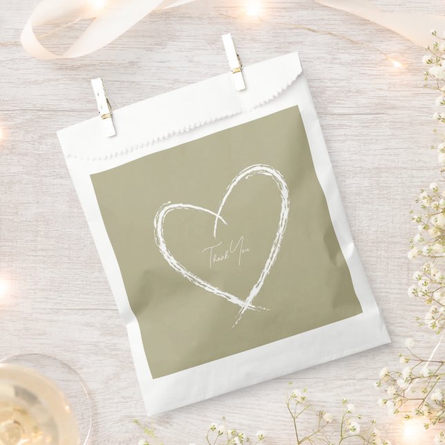 Personalized White Bridal Shower Sage Green Favour Bag (Clipped)