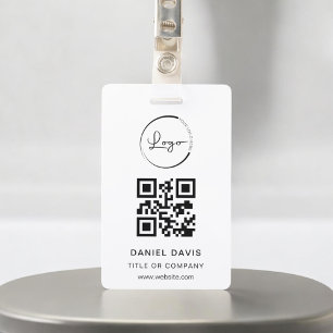Personalized White Business Logo QR Code Badge