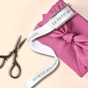 Personalized White Business Name Satin Ribbon