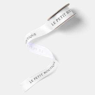 Personalized White Business Name Satin Ribbon