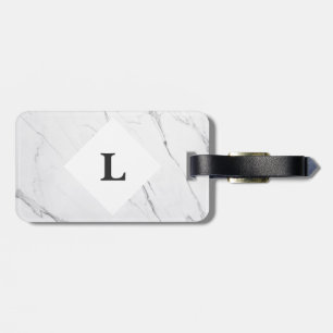 Personalized White Carrara Marble luggage tag