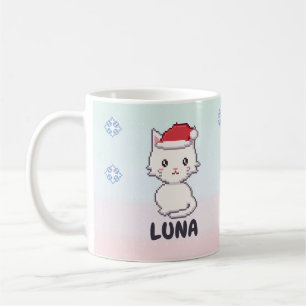 Personalized White Cat Christmas Mug
