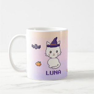 Personalized White Cat Halloween Mug