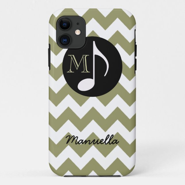 personalized white chevron ~ music note Case-Mate iPhone case (Back)
