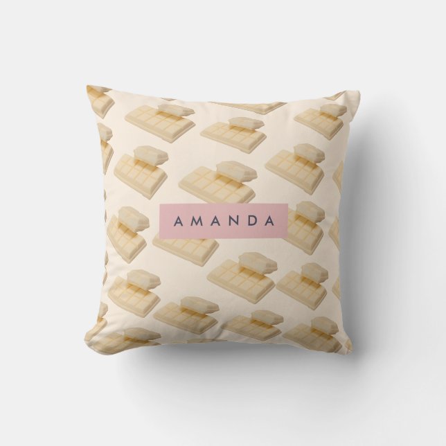 Personalized White Chocolate Bar Pattern Throw Pillow (Front)
