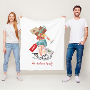 Personalized White Christmas Sled Gifts Chic Cute Fleece Blanket