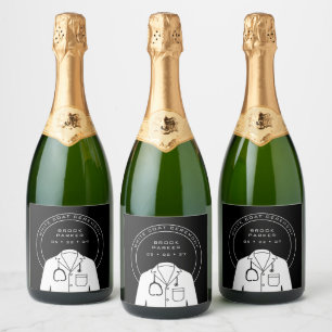 Personalized White Coat Ceremony Cooler Sparkling Wine Label