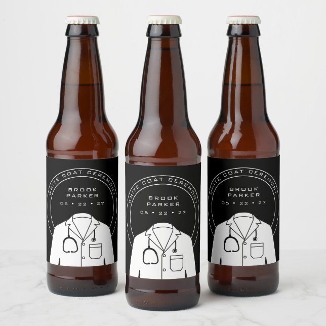Personalized White Coat Ceremony Party Beer Bottle Label (Bottles)
