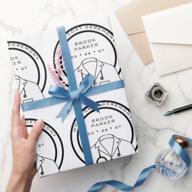 Personalized White Coat Ceremony  Wrapping Paper (Gifting)