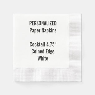 Personalized WHITE Coined Cocktail Paper Napkin