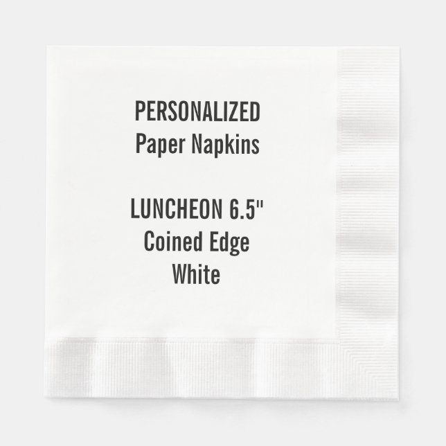 Personalized White Coined LUNCHEON Paper Napkin (Front)