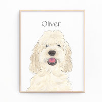 Personalized White Cream Doodle Dog Art