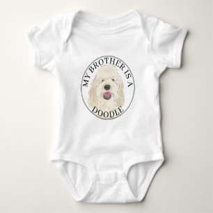 Personalized White Cream Golden Doodle Dog Baby Bodysuit