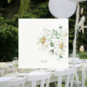 Personalized White Daisies Shower Cocktail II Napkin