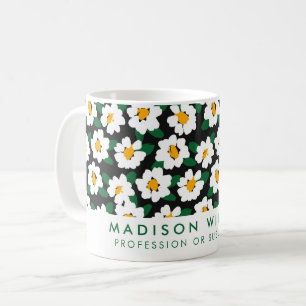 Personalized White Daisy Flower Mug   Custom Name 