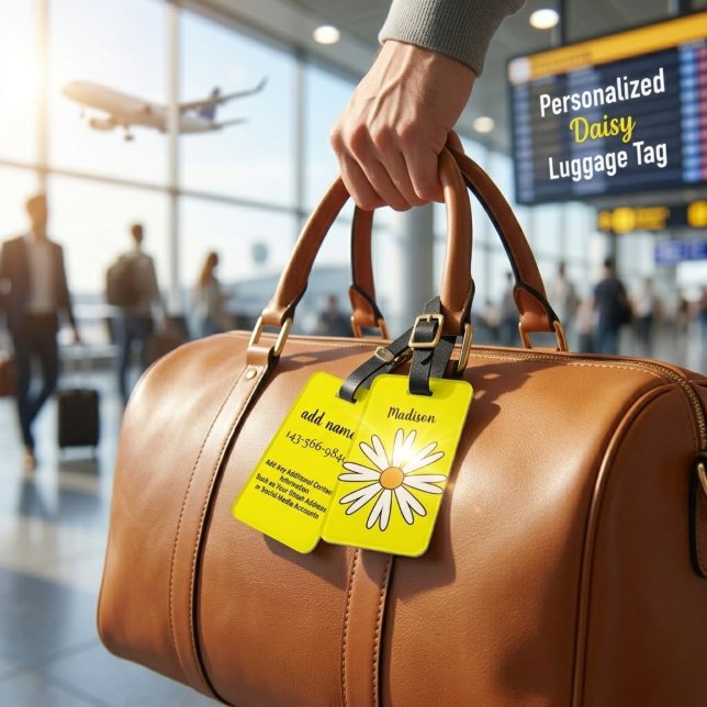 Personalized White Daisy Luggage Tag (Creator Uploaded)