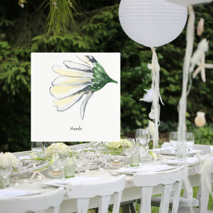 Personalized White Daisy Shower Cocktail  Napkin