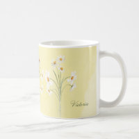 Personalized White Daisy Yellow Floral Watercolor