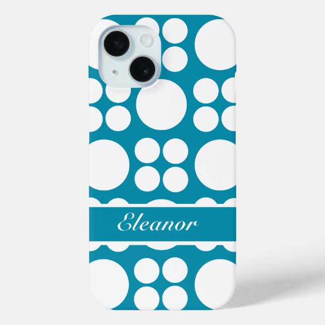 Personalized White Dot Pattern on Bondi Blue Case-Mate iPhone Case (Back)