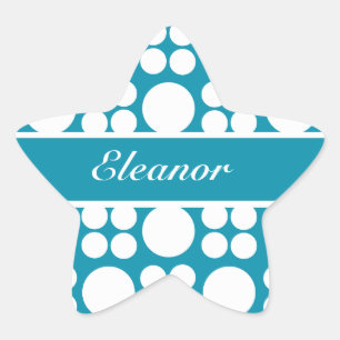 Personalized White Dot Pattern on Bondi Blue Star Sticker