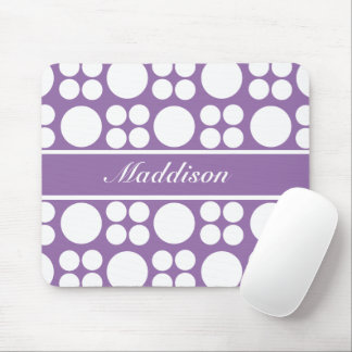 Personalized White Dot Pattern on Ce Soir Purple Mouse Pad